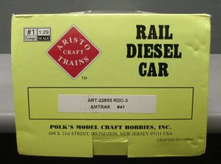 Aristo - Craft 22855 G Scale Amtrak RDC - 3 Rail Diesel Car EX/Box 5