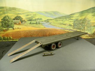Built 1/25 Or 1/24 Scale Large Flatbed Truck Trailer Painted & Weathered 17.  5 "