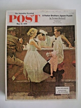 Vintage Norman Rockwell Puzzle " First Prom " Sat.  Evening Post 500pc Parker Bros.