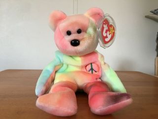 Ty Beanie Baby Peace The Bear Retired 1996 Tag Errors