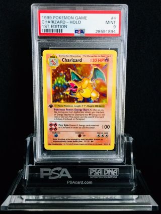 1999 Pokemon Game 1st Edition Holographic Charizard 4/102 Psa 9