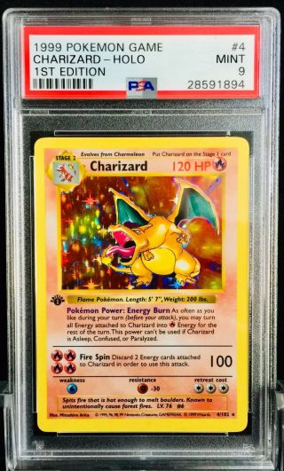 1999 Pokemon Game 1st Edition Holographic Charizard 4/102 PSA 9 6