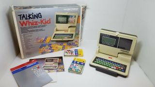 V - Tech Talking Whiz Kid 1987 Computer With 50 Program Cards EUC 3