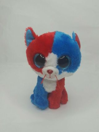 Patriotic Plush Cat Ty Spirit Big Eyes Red White Blue Small 6 "