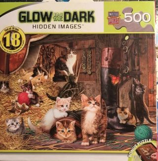 Master Jigsaw 500 Puzzle Piece Cats Kittens Glow In The Dark Hidden Images