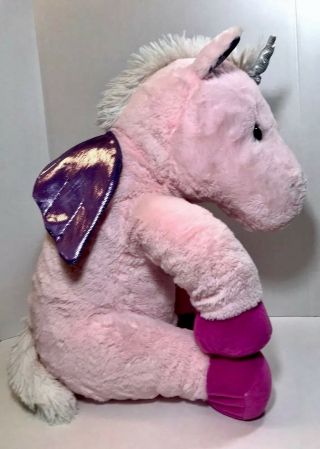 Hugfun International Unicorn With Shiny Wings Plush Toy Medium 24 " Pink Purple