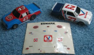 Tyco Richard Petty Cale Yarborough Set Cars And Stickers H.  O.  Scale