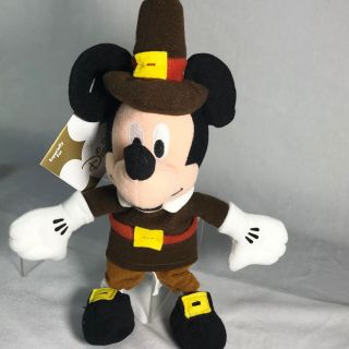 The Disney Store Thanksgiving Pilgrim Mickey Mouse Mini Bean Bag 8 " Plush