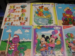 Vintage Tray Puzzles Barney Mickey Minnie Mouse Berenstain Bears Feelings