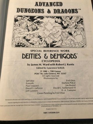 Deities & Demigods 144 Pages Advanced Dungeons and Dragons 4