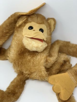 Vintage 1981 Hanmee Monkey Plush Hand Puppet Stuffed Animal Collectible 42 " Toy