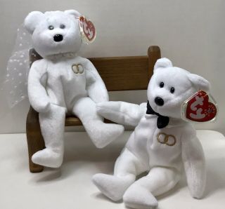 Ty Beanie Baby Mr & Mrs The Bears With Tag Retired Dob: Tbd