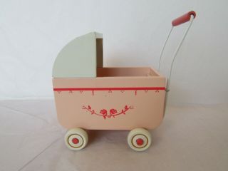 Maileg Wood Wooden Pink Baby Carriage Mouse Doll Toy Baby Carriage Wooden Toy
