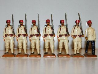 Old 1980s,  Egyptian Army Infantry,  Unknown Regiment Marching w/Officer,  7 Pc Set 5