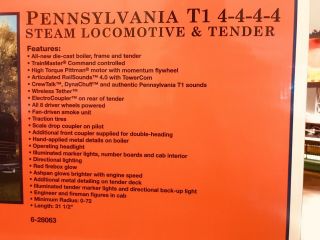 Lionel 6 - 28063 Pennsylvania 4 - 4 - 4 - 4 T - 1 Duplex Steam Engine W/TMCC 8