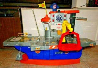 Fisher Price Rescue Heroes Aquatic Aircraft Carrier Command Center Sounds - Lights