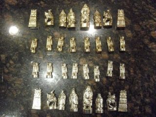 Gold And Silver Vintage Oriental Asian Japanese Warrior Chess Set Figures