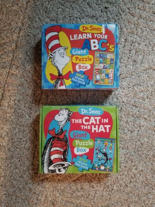 Dr.  Seuss Floor Puzzles (set Of 2) Cat In The Hat,  Learn Your Abcs