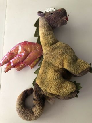 Extremely Rare Ty Beanie Baby Scorch Dragon 1998 Retired With Errors