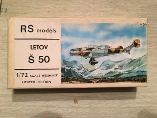 Rs Models 1/72 Czechoslovakian Letov S - 50 Resin Model Kit