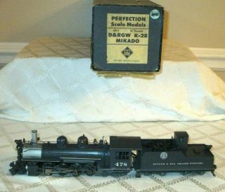 Max Grey - Brass - D&rgw - K - 28 Mikado - Steam Locomotive & Tender - Org Box - Pro Painted