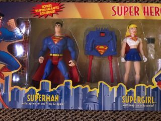 Hasbro Dc Heroes Vs Villians 1999 Box Set Superman Supergirl Seal