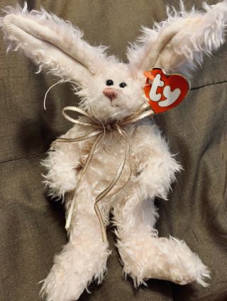 Ty Beanie Babies Attic Treasures Blush Bunny With Tags Bow 93 Pink