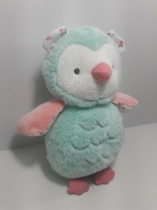 Carters Baby Owl Plush Teal Aqua Pink Floral 8 