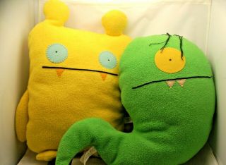 Ugly Doll - 2 Pc - 12 " Set - Yellow Nandy Bear - Green Ugly Worm