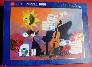 2011 Heye 1000 Pc Cello Cat Puzzle By Rosina Wachtmeister 27 " X 19 " Complete