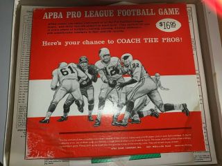 Complete APBA Football Game 1974 Edition baed on 1972 season 2