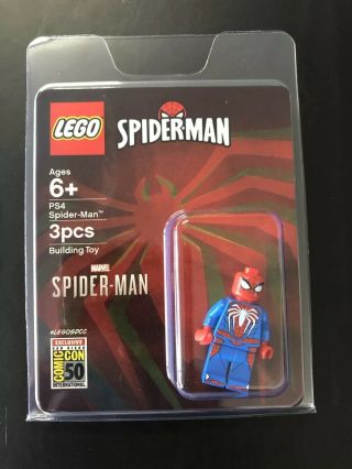 Sdcc 2019 Lego Exclusive Marvel Ps4 Spider - Man Minifigure Minifig In Hand