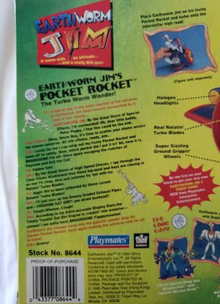 NOS Earthworm Jim Pocket Rocket 1995 Playmates Stock 8644 NIB Turbo Worm Wonder 4