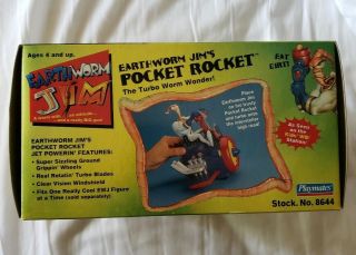 NOS Earthworm Jim Pocket Rocket 1995 Playmates Stock 8644 NIB Turbo Worm Wonder 6