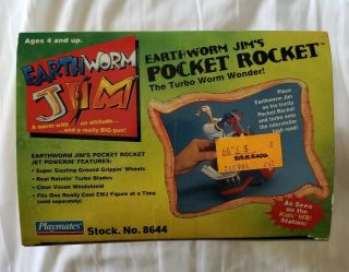 NOS Earthworm Jim Pocket Rocket 1995 Playmates Stock 8644 NIB Turbo Worm Wonder 8