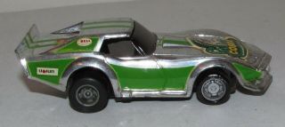 Tyco Racin ' Wheelies Corvette Silver Chrome/Lime Green Slot Car 7082 Slot Car 2