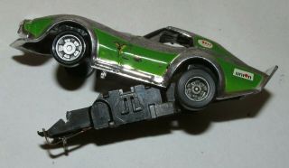 Tyco Racin ' Wheelies Corvette Silver Chrome/Lime Green Slot Car 7082 Slot Car 7