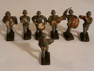 7 Vintage Lineol Composition Figures Ww2 German Military Marching Band