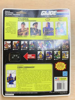 MOC Talking Cobra Commander - Vintage GI Joe - Complete ON CARD 1991 2