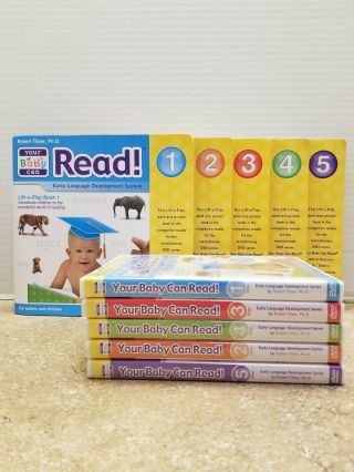Your Baby Can Read Lift - A - Flap Set Of 1 Thru 5 Books And Dvd 