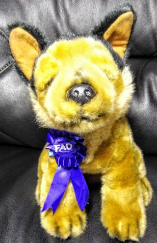 Fao Schwarz German Shepherd Stuffed Dog 11 " Plush Toys R Us Animal Black& Brown