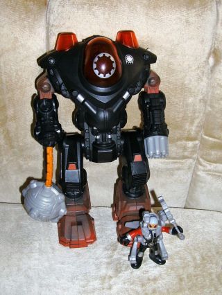 Fisher Price Imaginext Villain Robot 10 " W/ Lights & Sounds Exoskeleton W/man