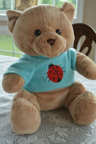 Toys R Us Animal Alley Tan Teddy Bear Plush Stuffed Animal Ladybug Shirt So Soft