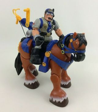 Rescue Heroes Police Officer Toy Action Figure With Horse And Hook Fisher Price