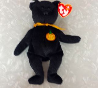 Ty Beanie Baby Halloween Haunt 4377 The Black Bear Plush 2001 Pe Pellets