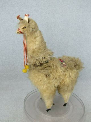 Large Vintage Llama Alpaca Figurine Plush Stuffed Toy Peru With Fur