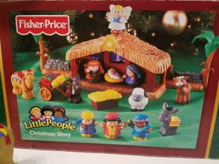 2002 Fisher Price Little People Deluxe Christmas Story Nativity Complete 3