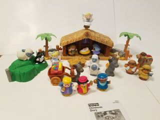 2002 Fisher Price Little People Deluxe Christmas Story Nativity Complete 8