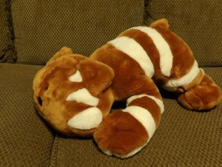 Htf Adorable Large 26 " Plush Rufus N Red Striped Brown & White Cat Pillow