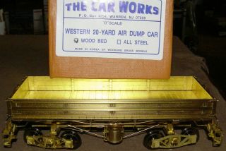 O Scale Brass Western 20 Yard Air Dump Car Wood Bed Car O.  B.